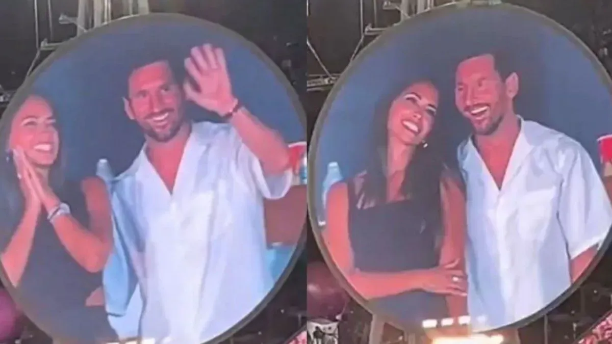 Ліонель Мессі також попався на камеру поцілунків під час концерту Coldplay - з дружиною